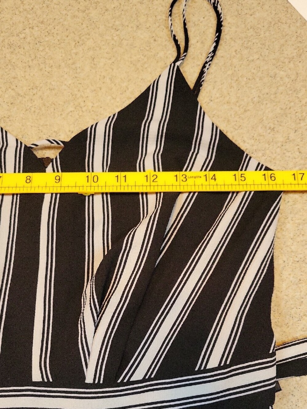 I.N. San Francisco Black and White Vertical-Stripe Slit Jumpsuit Size 7 Stretch - Picture 9 of 13